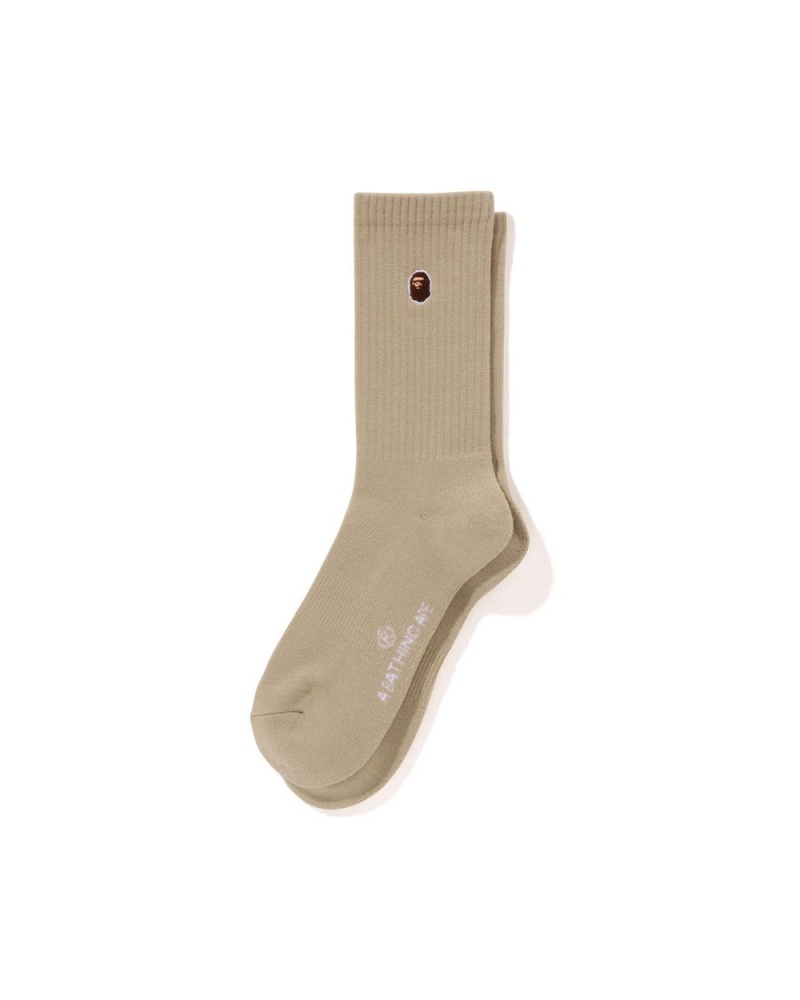 Chaussettes Bape Ape Head One Point Beige Homme | EMB-30547698